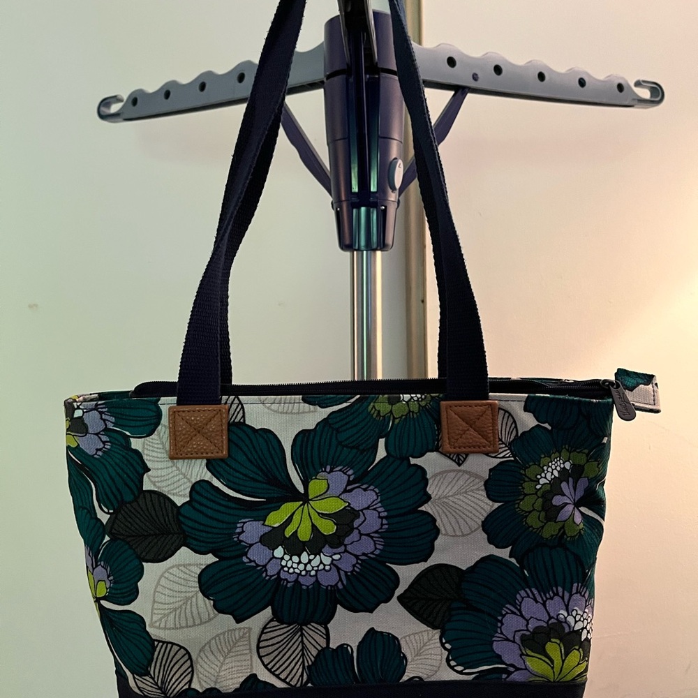 Thirty-One Floral Shoulder Bag - Green and Purple